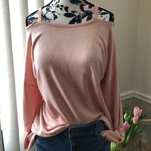 Very Soft Sweater in Pink with Cut Out Shoulder